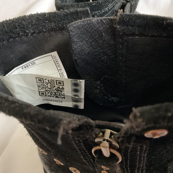 NEW UGG Fabrizia Studs Black Suede Moto Biker Side Zip Ankle Boots - Picture 14 of 16